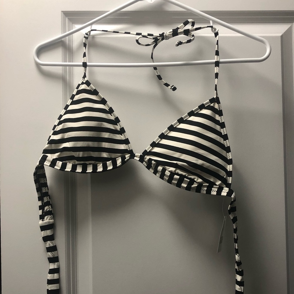 NWT GAP black and white stripe bikini top - size S